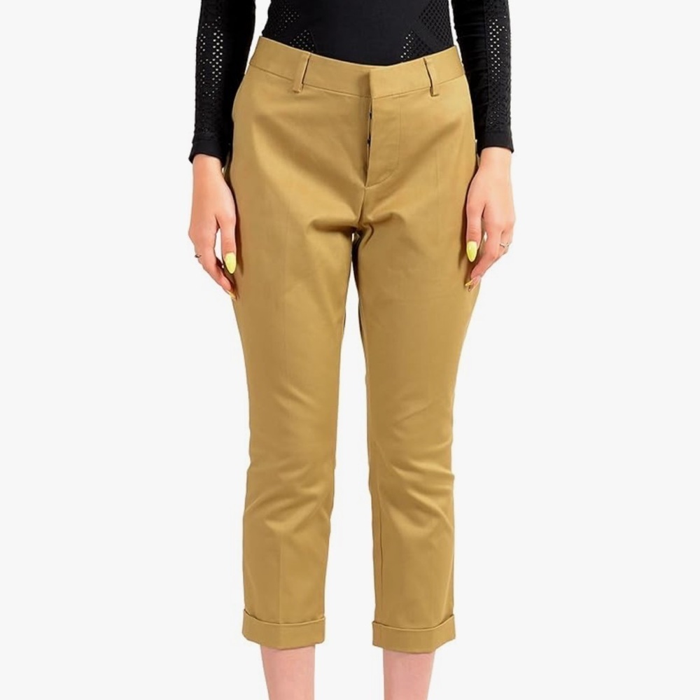 Dsquared2 Women's Beige Flat Front Cropped Pants